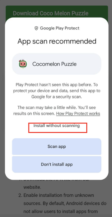 Google Play Protect Warning